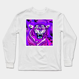 the magnificent purple tiger in flames of new year in lunar art in china Long Sleeve T-Shirt